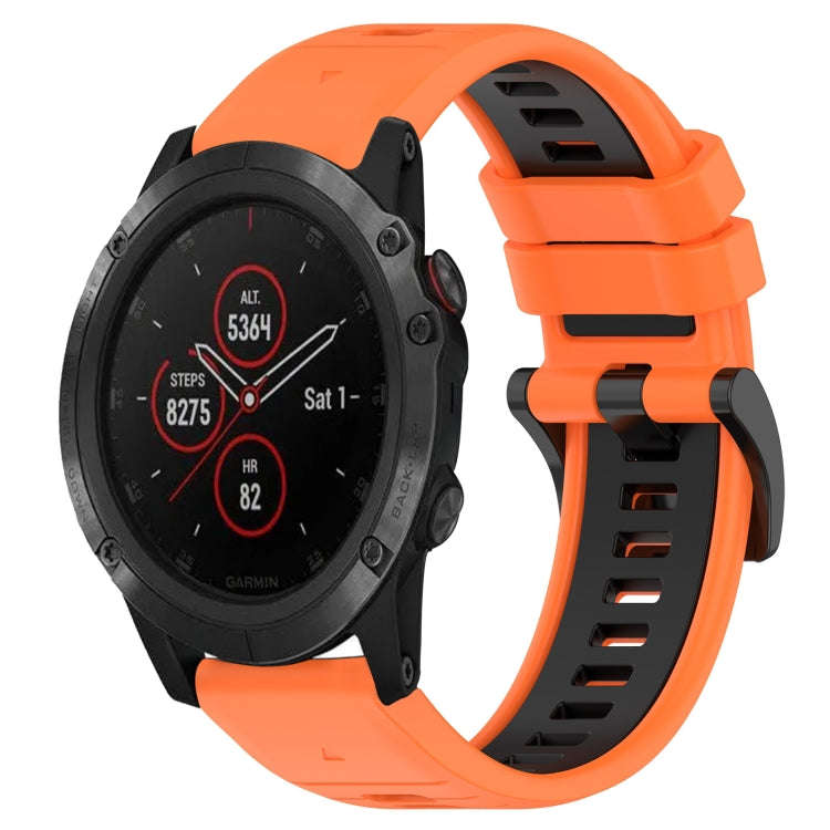 For Garmin Fenix 5S Plus Sports Two-Color 20mm Silicone Watch Band(Orange+Black)