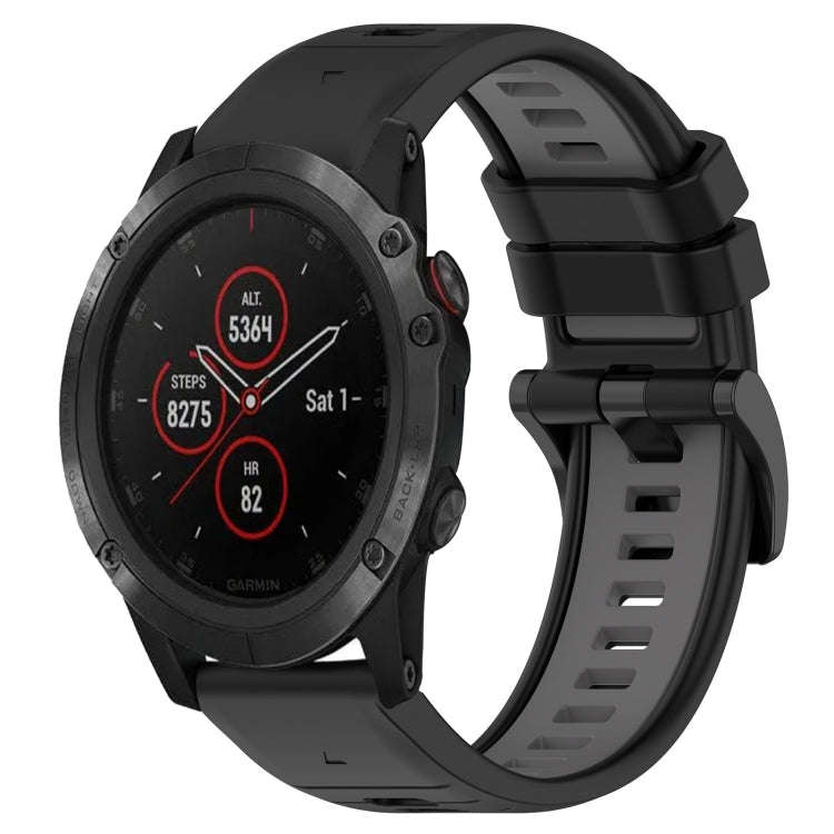 For Garmin Fenix 5S Plus Sports Two-Color 20mm Silicone Watch Band(Black+Grey)