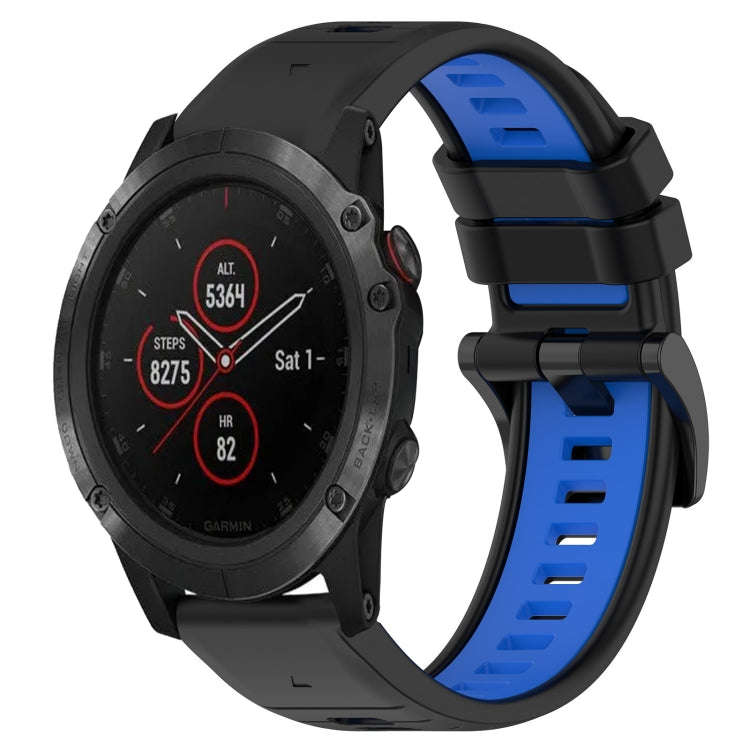 For Garmin Fenix 5S Plus Sports Two-Color 20mm Silicone Watch Band(Black+Blue)