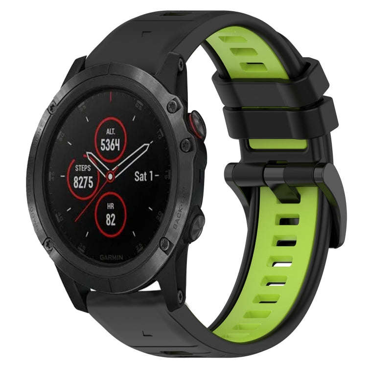 For Garmin Fenix 5S Plus Sports Two-Color 20mm Silicone Watch Band(Black+Lime Green)