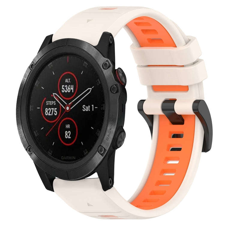 For Garmin Fenix 5S Plus Sports Two-Color 20mm Silicone Watch Band(Starlight+Orange)