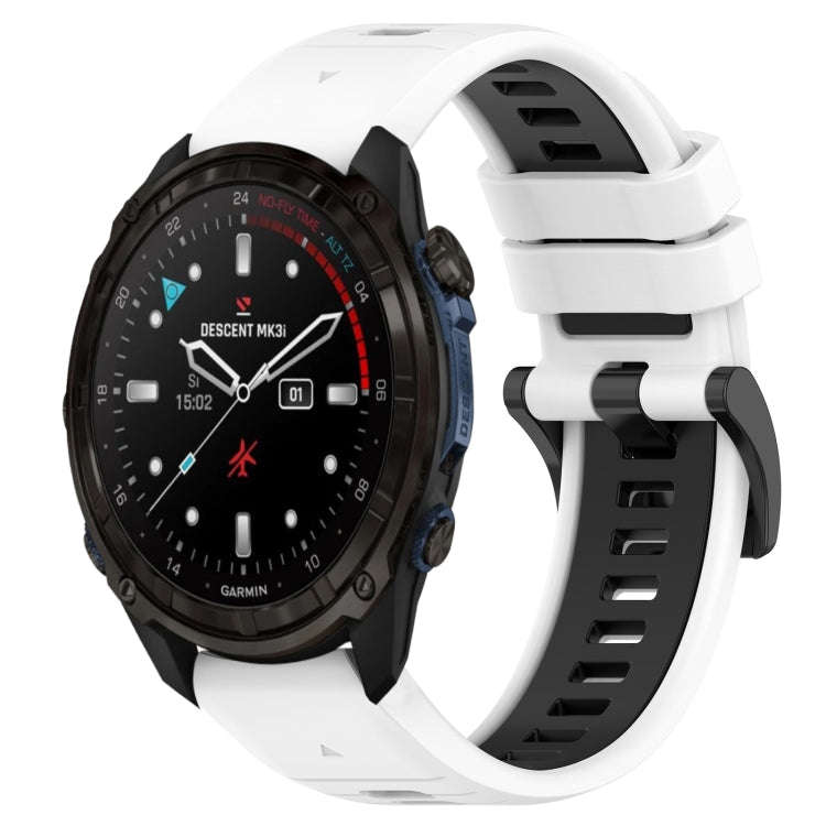 For Garmin Descent Mk3i 43mm Sports Two-Color 20mm Silicone Watch Band(White+Black)