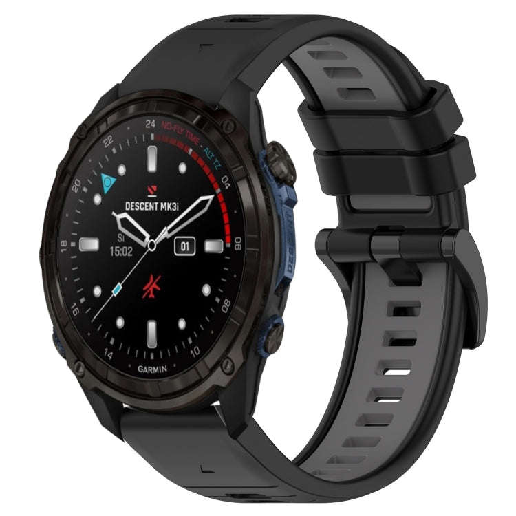 For Garmin Descent Mk3i 43mm Sports Two-Color 20mm Silicone Watch Band(Black+Grey)