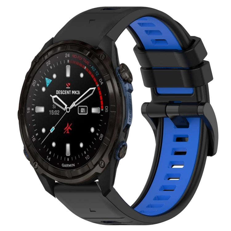 For Garmin Descent Mk3i 43mm Sports Two-Color 20mm Silicone Watch Band(Black+Blue)