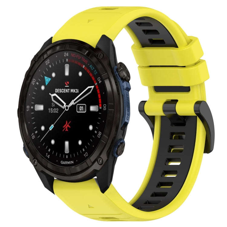 For Garmin Descent Mk3i 43mm Sports Two-Color 20mm Silicone Watch Band(Yellow+Black)