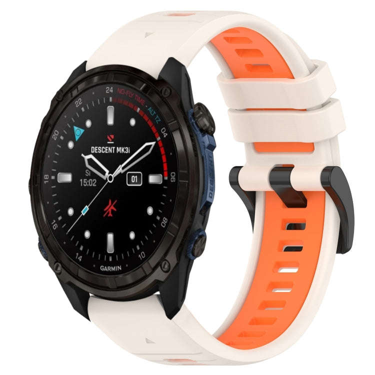 For Garmin Descent Mk3i 43mm Sports Two-Color 20mm Silicone Watch Band(Starlight+Orange)