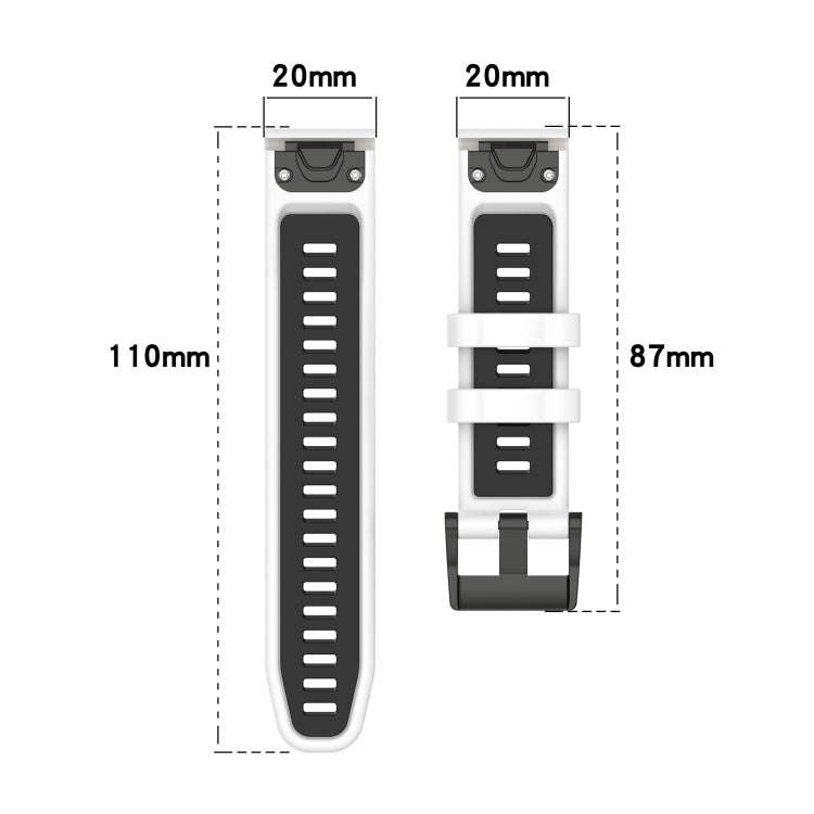 For Garmin Instinct 2S Sports Two-Color 20mm Silicone Watch Band(Black+Lime Green)