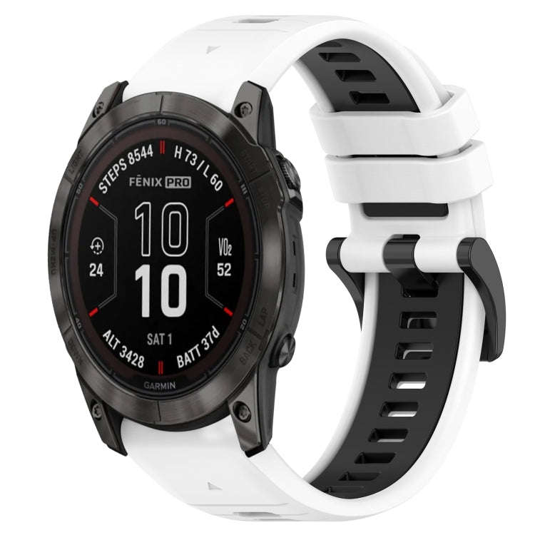 For Garmin Epix Pro 51mm Sports Two-Color 26mm Silicone Watch Band(White+Black)