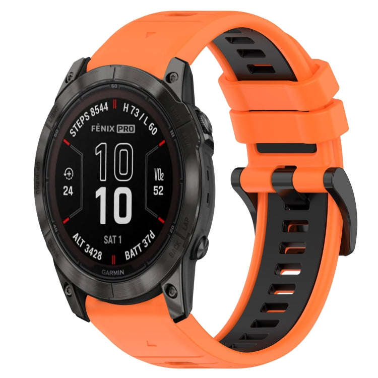 For Garmin Epix Pro 51mm Sports Two-Color 26mm Silicone Watch Band(Orange+Black)