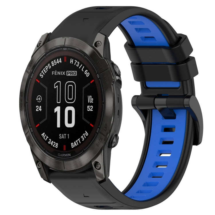 For Garmin Epix Pro 51mm Sports Two-Color 26mm Silicone Watch Band(Black+Blue)