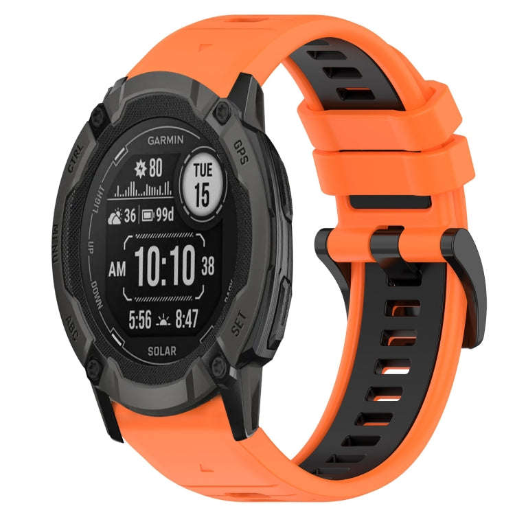 For Garmin Instinct 2X Solar Sports Two-Color 26mm Silicone Watch Band(Orange+Black)