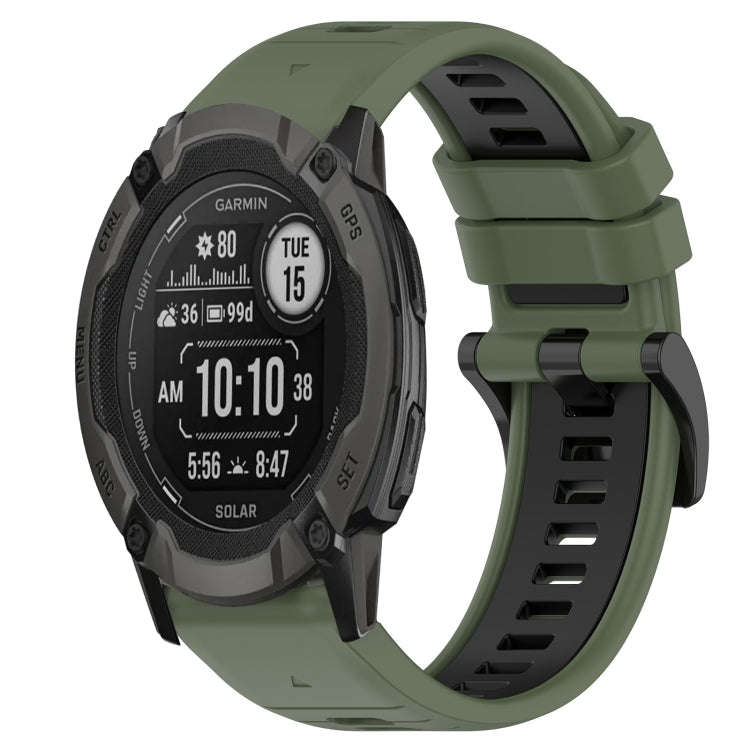 For Garmin Instinct 2X Solar Sports Two-Color 26mm Silicone Watch Band(Olive Green+Black)