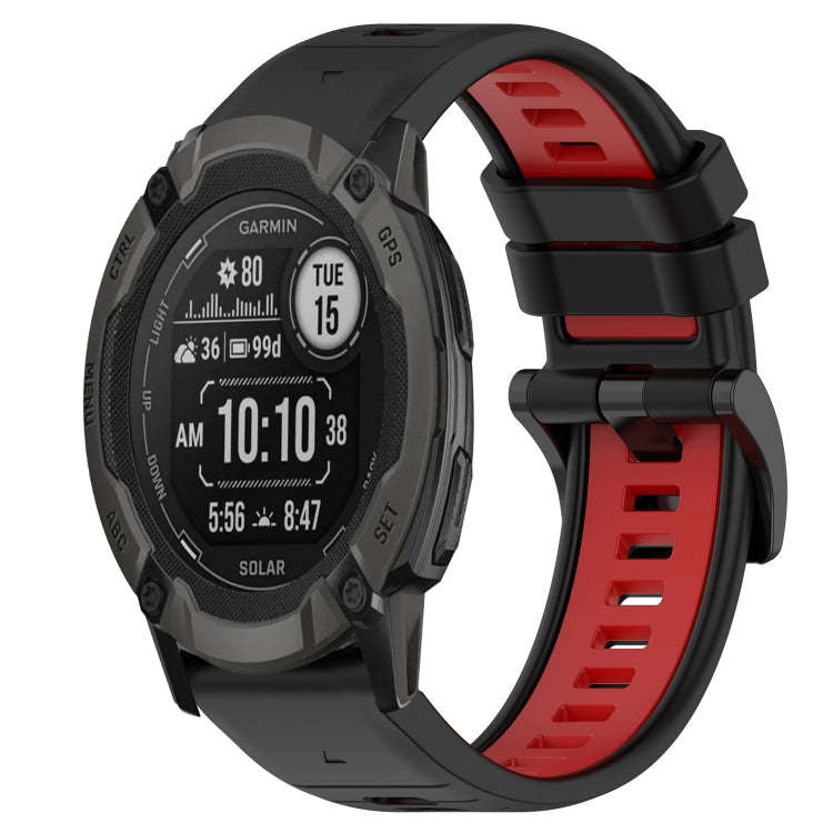 For Garmin Instinct 2X Solar Sports Two-Color 26mm Silicone Watch Band(Black+Red)