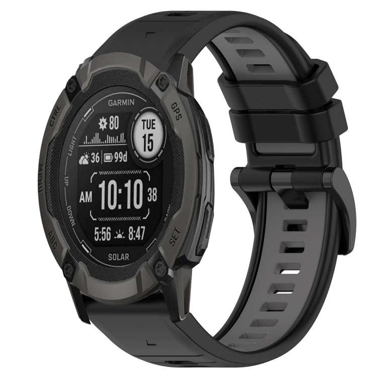 For Garmin Instinct 2X Solar Sports Two-Color 26mm Silicone Watch Band(Black+Grey)