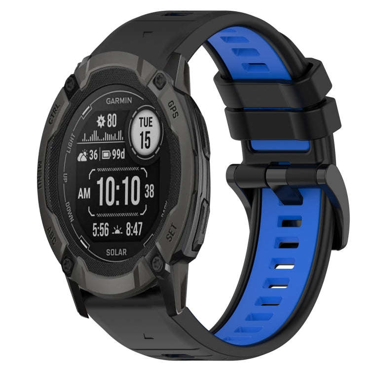 For Garmin Instinct 2X Solar Sports Two-Color 26mm Silicone Watch Band(Black+Blue)