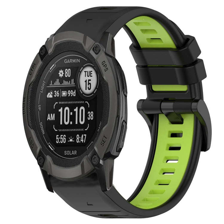 For Garmin Instinct 2X Solar Sports Two-Color 26mm Silicone Watch Band(Black+Lime Green)