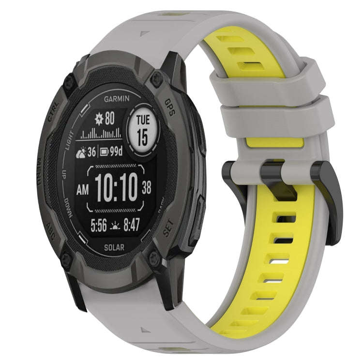 For Garmin Instinct 2X Solar Sports Two-Color 26mm Silicone Watch Band(Grey+Yellow)