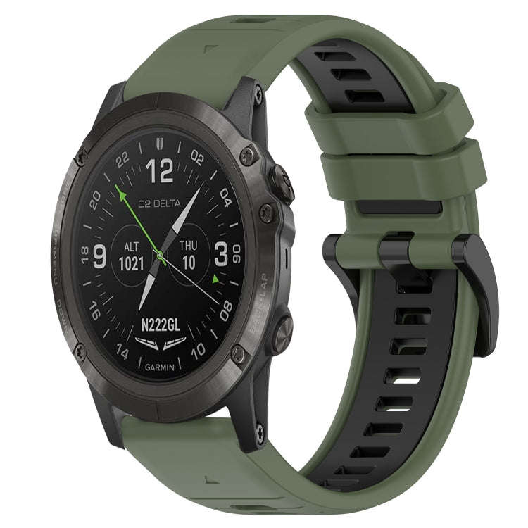 For Garmin D2 Delta PX Sports Two-Color 26mm Silicone Watch Band(Olive Green+Black)