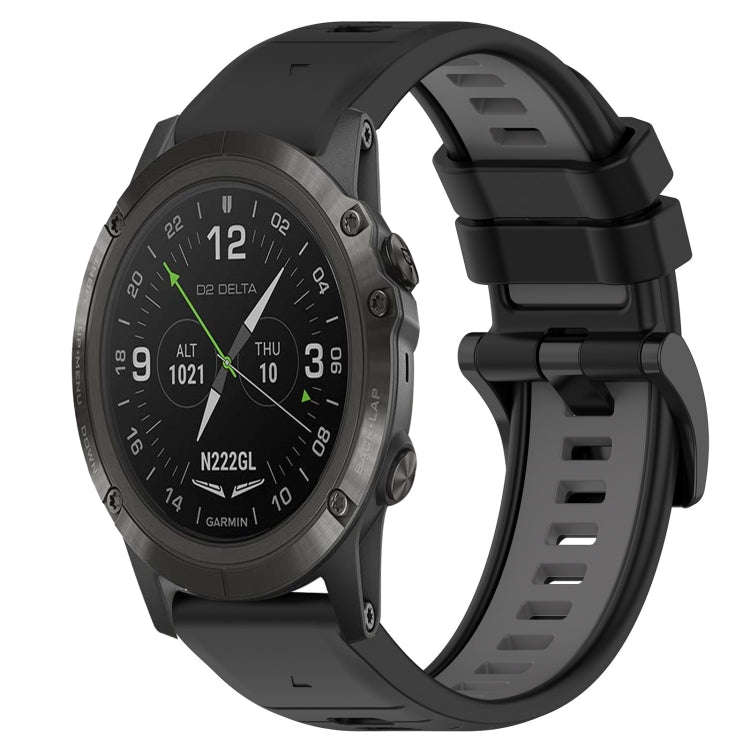 For Garmin D2 Delta PX Sports Two-Color 26mm Silicone Watch Band(Black+Grey)