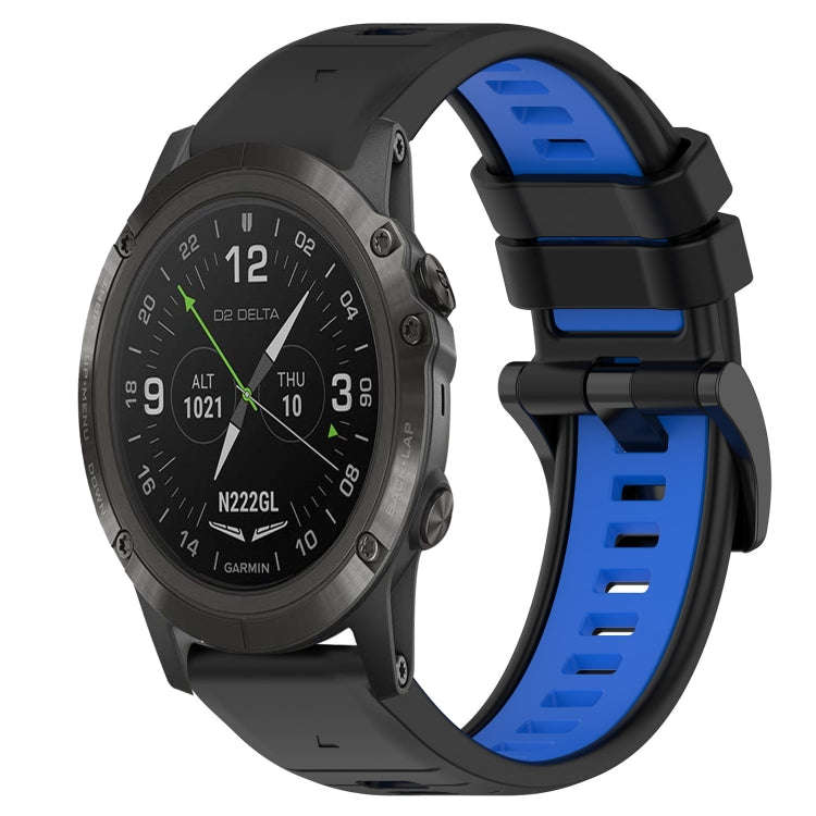 For Garmin D2 Delta PX Sports Two-Color 26mm Silicone Watch Band(Black+Blue)