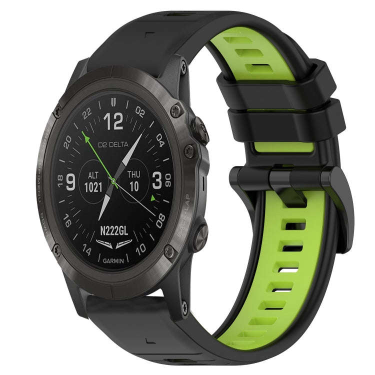 For Garmin D2 Delta PX Sports Two-Color 26mm Silicone Watch Band(Black+Lime Green)