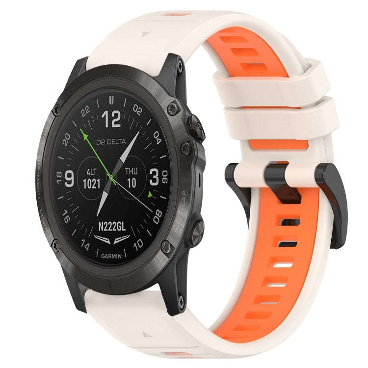 For Garmin D2 Delta PX Sports Two-Color 26mm Silicone Watch Band(Starlight+Orange)
