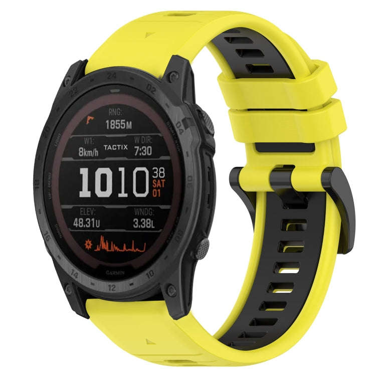 For Garmin Tactix 7 Pro Sports Two-Color 26mm Silicone Watch Band(Yellow+Black)