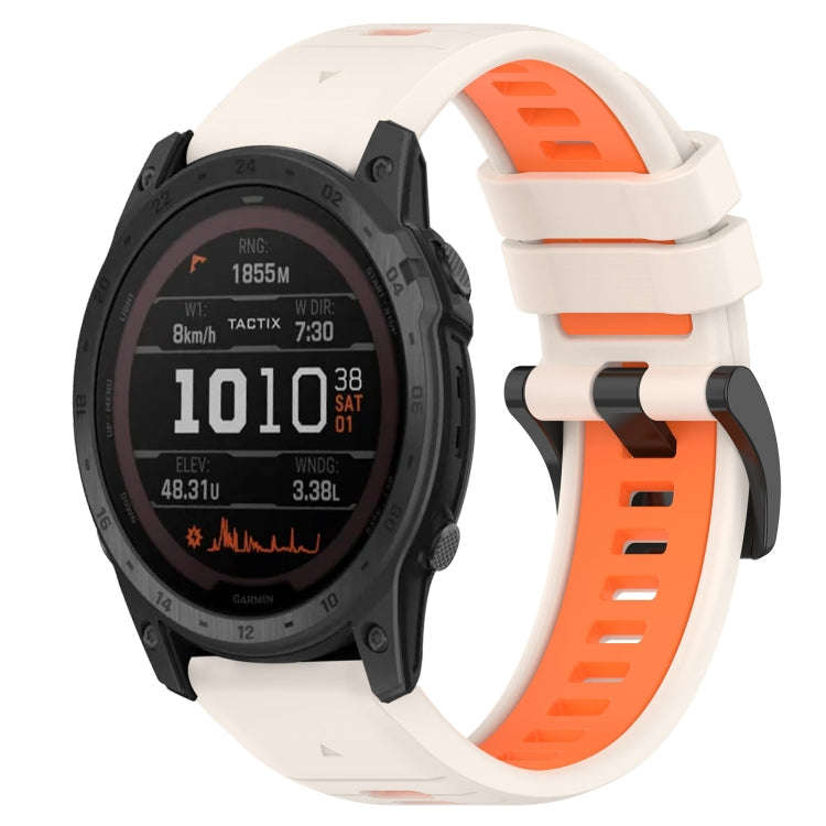 For Garmin Tactix 7 Pro Sports Two-Color 26mm Silicone Watch Band(Starlight+Orange)