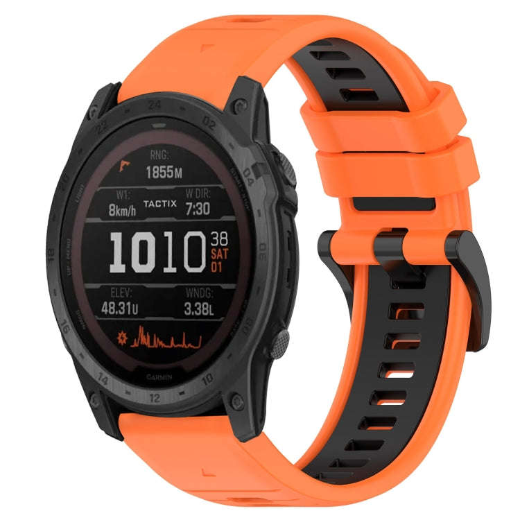 For Garmin Tactix 7 Sports Two-Color 26mm Silicone Watch Band(Orange+Black)