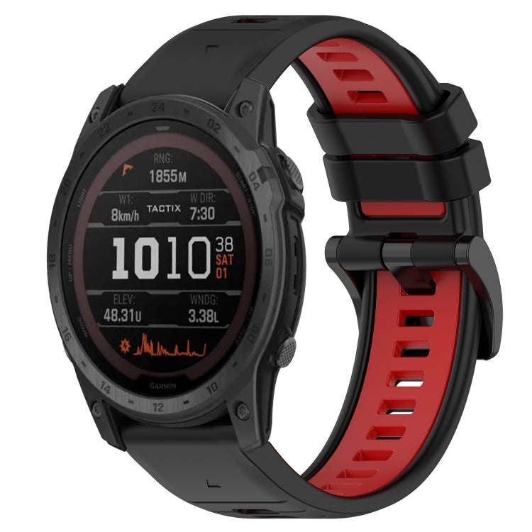 For Garmin Tactix 7 Sports Two-Color 26mm Silicone Watch Band(Black+Red)
