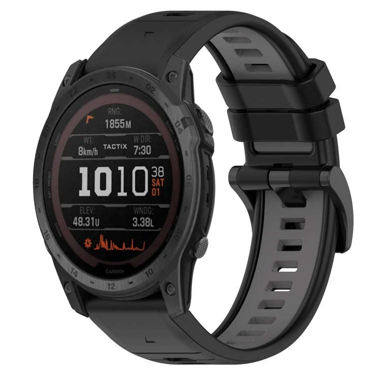 For Garmin Tactix 7 Sports Two-Color 26mm Silicone Watch Band(Black+Grey)