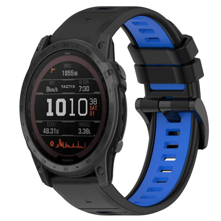 For Garmin Tactix 7 Sports Two-Color 26mm Silicone Watch Band(Black+Blue)