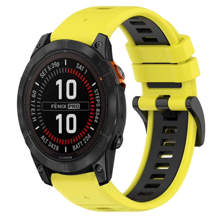 For Garmin Fenix 7X Solar Sports Two-Color 26mm Silicone Watch Band(Yellow+Black)