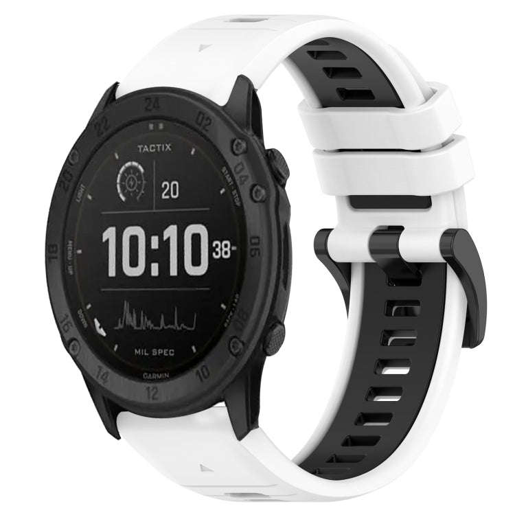 For Garmin Tactix Delta Sports Two-Color 26mm Silicone Watch Band(White+Black)