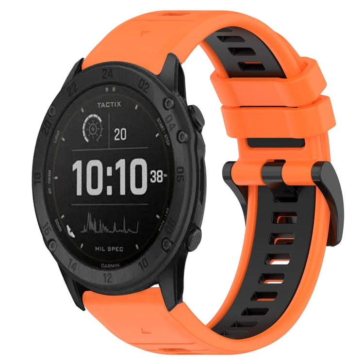 For Garmin Tactix Delta Sports Two-Color 26mm Silicone Watch Band(Orange+Black)