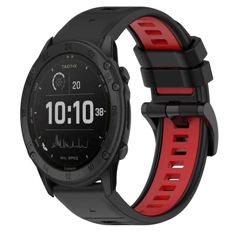 For Garmin Tactix Delta Sports Two-Color 26mm Silicone Watch Band(Black+Red)