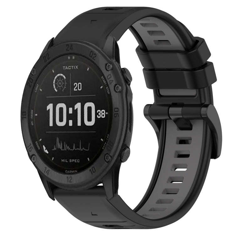 For Garmin Tactix Delta Sports Two-Color 26mm Silicone Watch Band(Black+Grey)