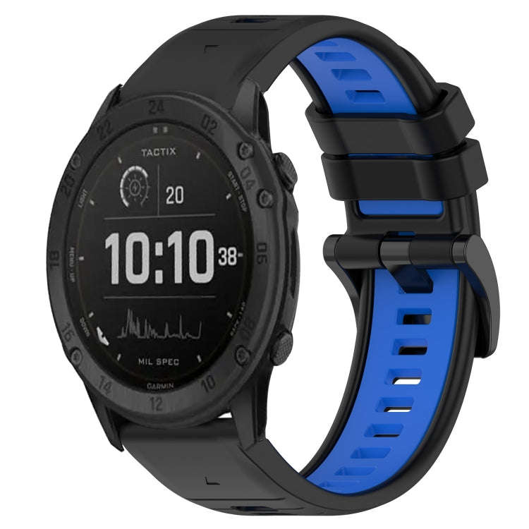 For Garmin Tactix Delta Sports Two-Color 26mm Silicone Watch Band(Black+Blue)