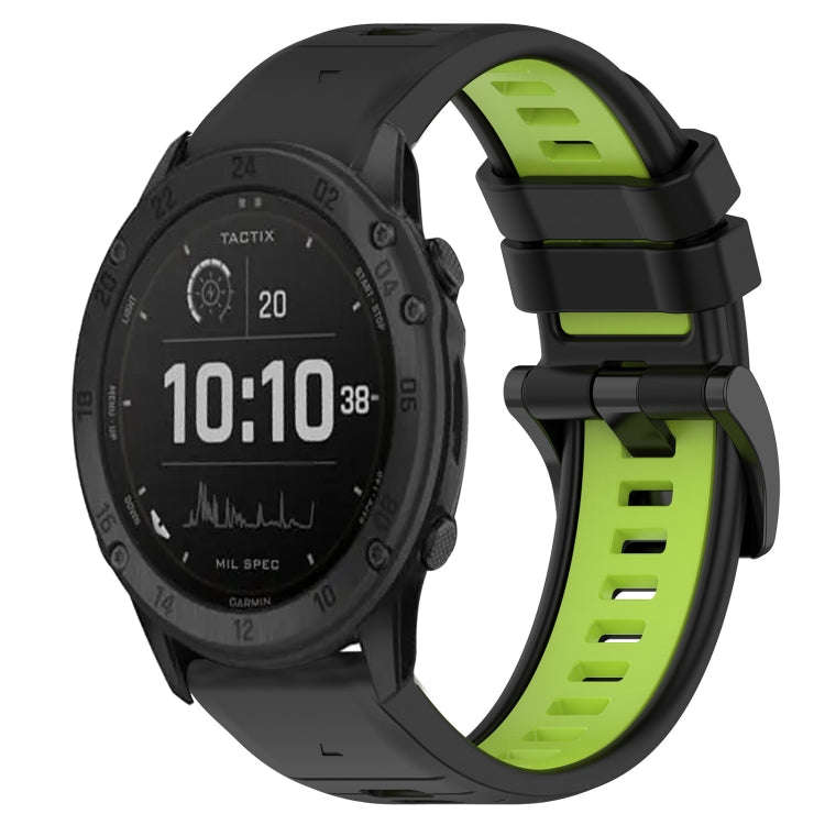 For Garmin Tactix Delta Sports Two-Color 26mm Silicone Watch Band(Black+Lime Green)