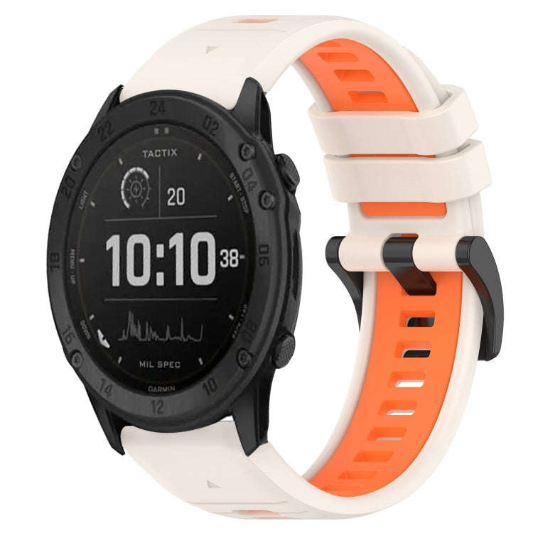 For Garmin Tactix Delta Sports Two-Color 26mm Silicone Watch Band(Starlight+Orange)