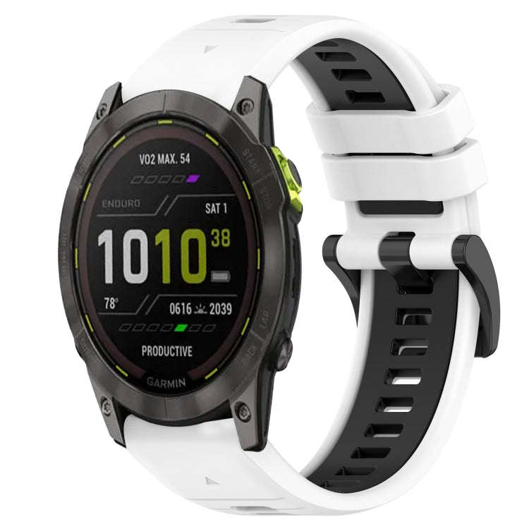 For Garmin Enduro 2 Sports Two-Color 26mm Silicone Watch Band(White+Black)