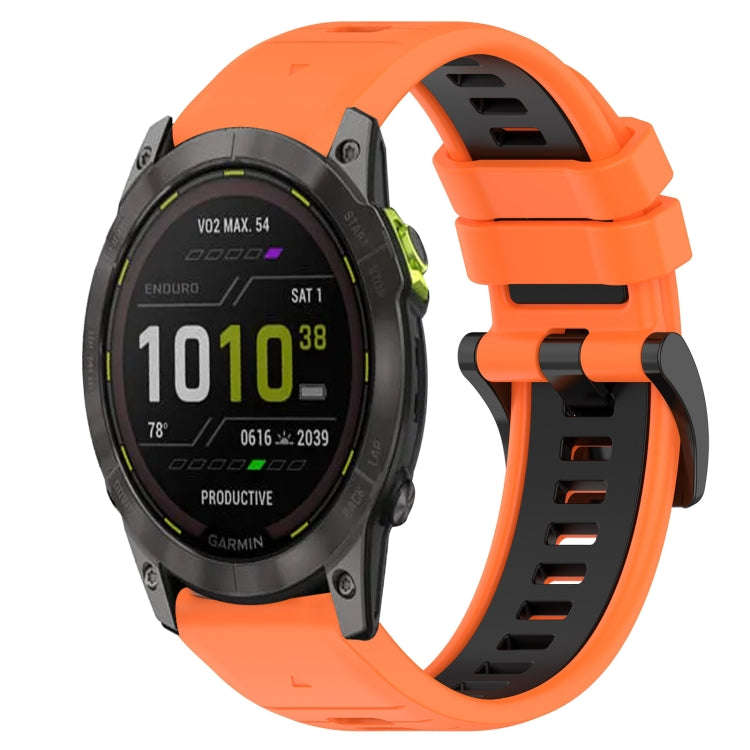 For Garmin Enduro Sports Two-Color 26mm Silicone Watch Band(Orange+Black)