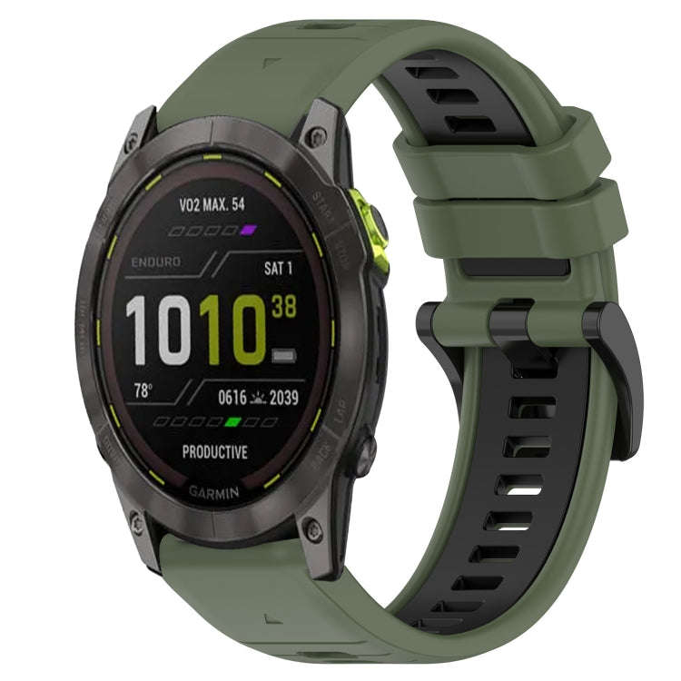 For Garmin Enduro Sports Two-Color 26mm Silicone Watch Band(Olive Green+Black)