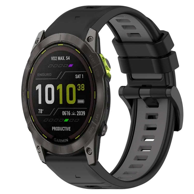 For Garmin Enduro Sports Two-Color 26mm Silicone Watch Band(Black+Grey)