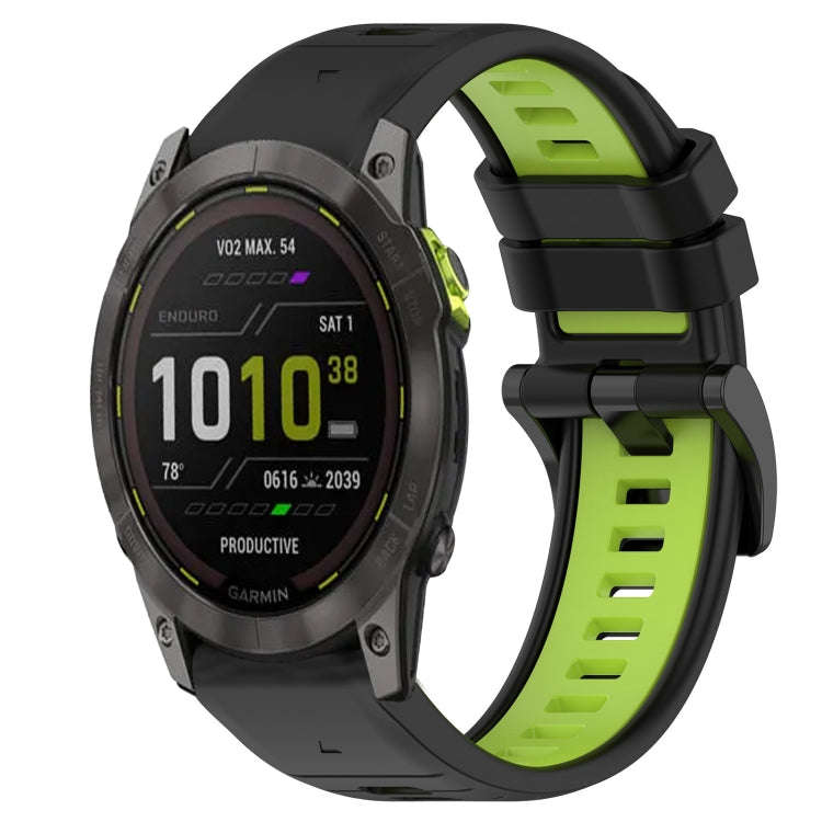 For Garmin Enduro Sports Two-Color 26mm Silicone Watch Band(Black+Lime Green)