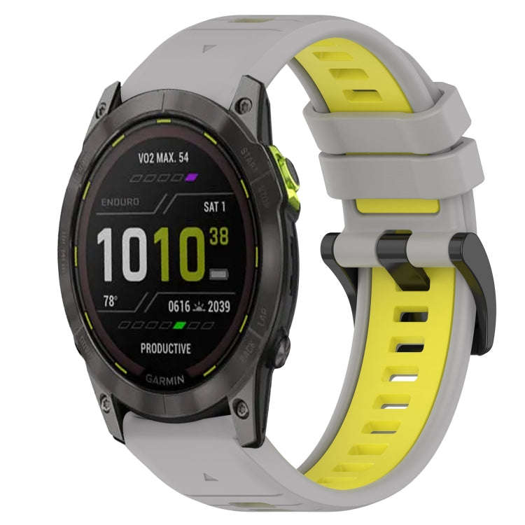For Garmin Enduro Sports Two-Color 26mm Silicone Watch Band(Grey+Yellow)