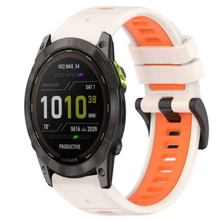 For Garmin Enduro Sports Two-Color 26mm Silicone Watch Band(Starlight+Orange)