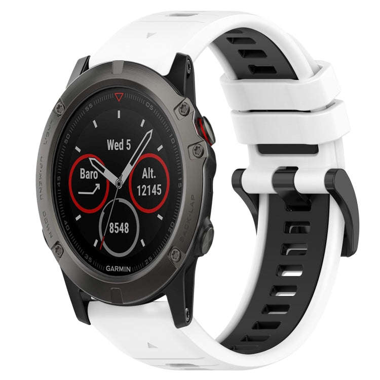 For Garmin Fenix 5X Sapphire Sports Two-Color 26mm Silicone Watch Band(White+Black)