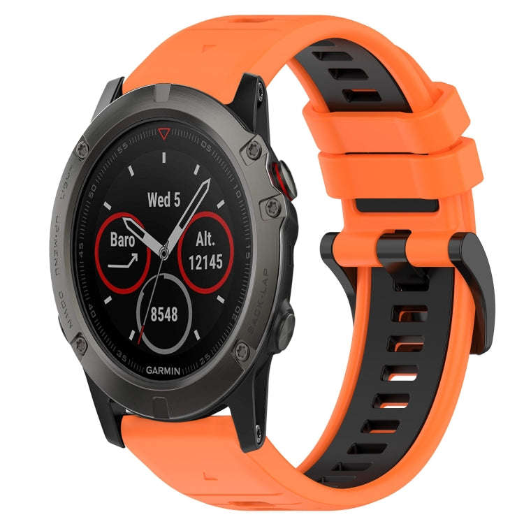 For Garmin Fenix 5X Sapphire Sports Two-Color 26mm Silicone Watch Band(Orange+Black)
