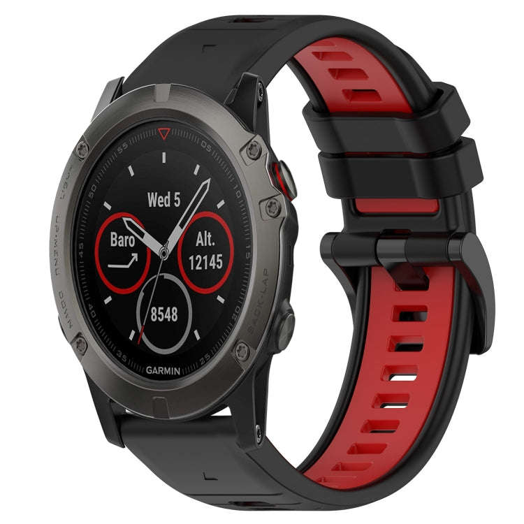 For Garmin Fenix 5X Sapphire Sports Two-Color 26mm Silicone Watch Band(Black+Red)